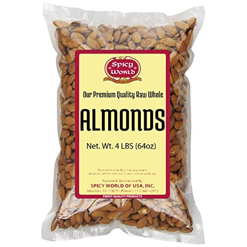 Spicy World Almonds Whole Natural And Raw, 4 Pound