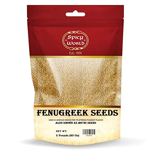 Spicy World Fenugreek Seeds Methi 5 Pound Bulk Bag - All Natur