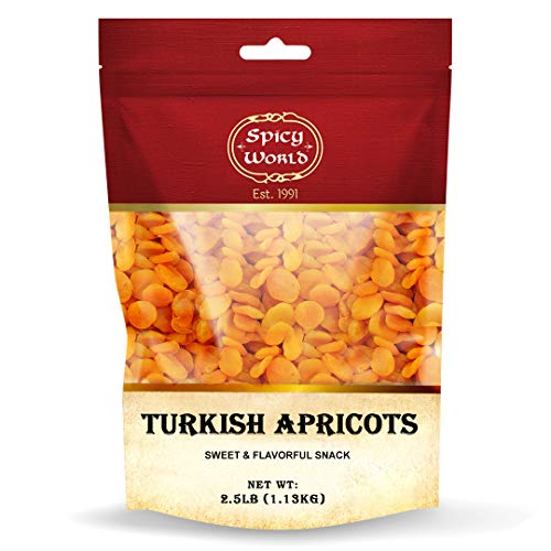 Spicy World Large Turkish Apricots Dried 2.5 Pound Bag 40Oz -