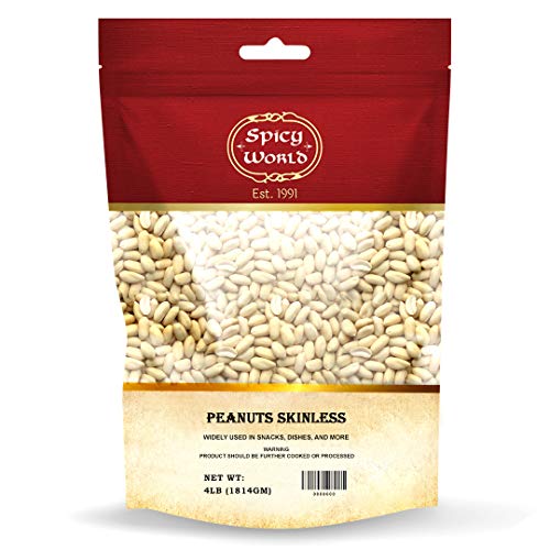 Spicy World Skinless Peanuts, Blanched Raw Peanuts Uncooked, Un
