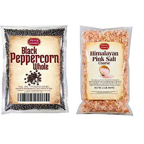 Spicy World Whole Black Peppercorns Tellicherry 16 Oz + Himalaya