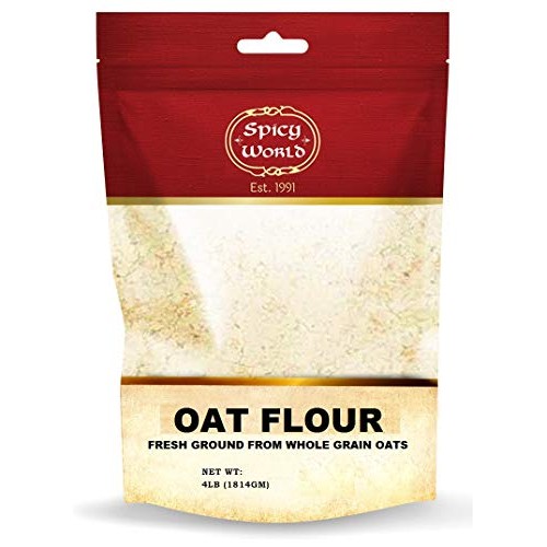 Spicy World Whole Grain Oat Flour 4 Pound Bag 64Oz - Non-Gmo,