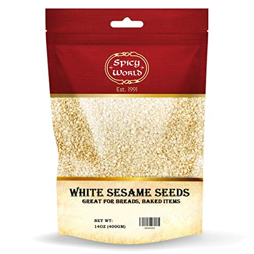 White Sesame Seeds 14Oz Bag - Natural, Raw, Hulled - By Spicy World