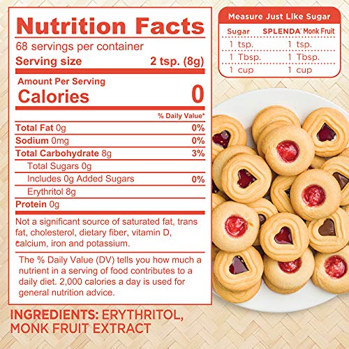 Splenda Naturals Monk Fruit Zero Calorie All Natural Granulated