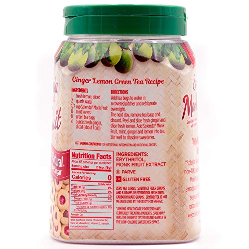 Splenda Naturals Monk Fruit Zero Calorie All Natural Granulated