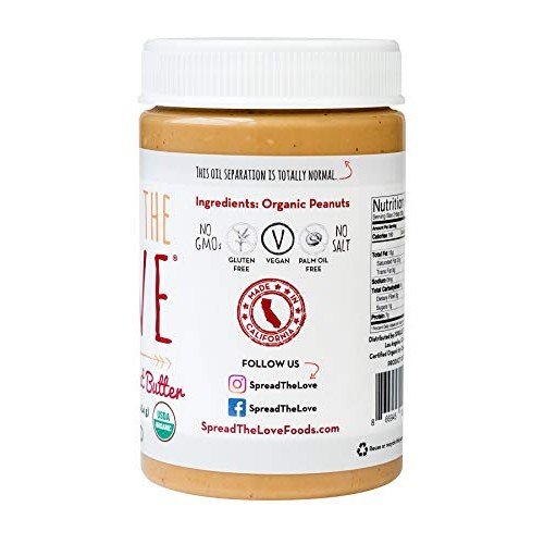 Spread The Love Naked Organic Peanut Butter, 16 Ounce Organic,