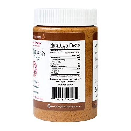 Spread The Love Unsalted Almond Butter, 16 Ounce All Natural, V