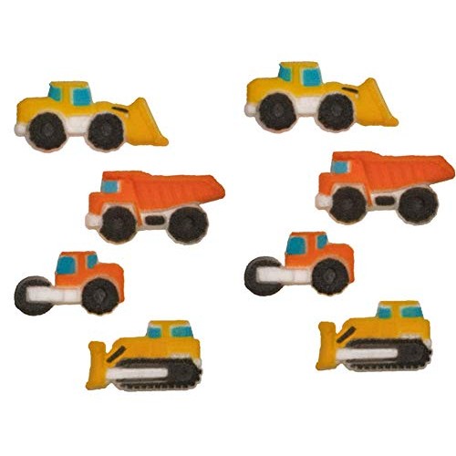 Construction Edible Sugar Cake &Amp; Cupcake Decorations 12 Count Wi