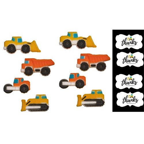 Construction Edible Sugar Cake &Amp; Cupcake Decorations 12 Count Wi