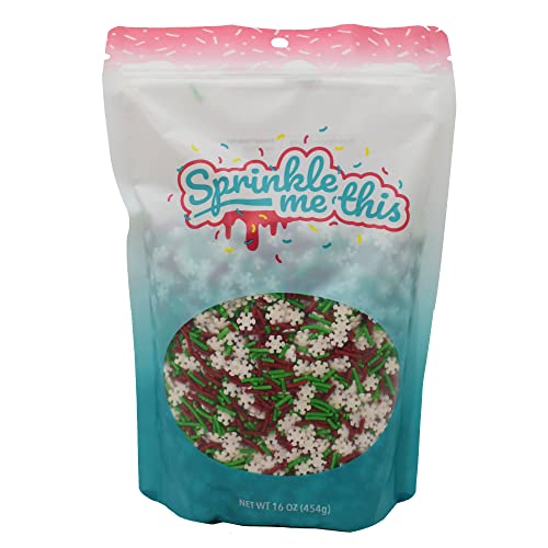 Jimmies and Snowflakes - 1 LB Resealable Stand Up Candy Bag - Co...