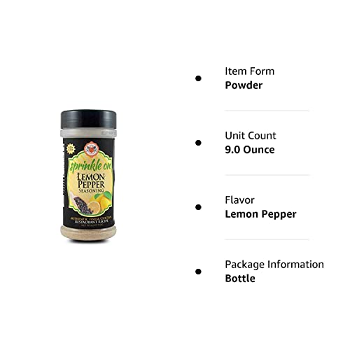 Sprinkle On Lemon Pepper Seasoning, 9-Ounce Bottle
