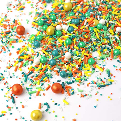 Green Tea Sprinkles Mix | Pastel | Yellow| Orange And Teal | Min