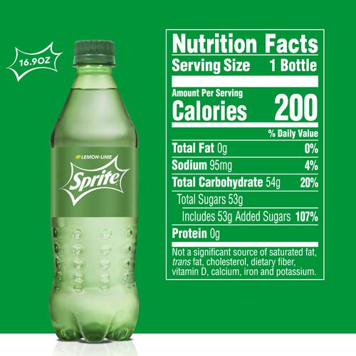 Sprite Lemon Lime Soda Soft Drinks, 16.9 Fl Oz, 6 Count - Pack O
