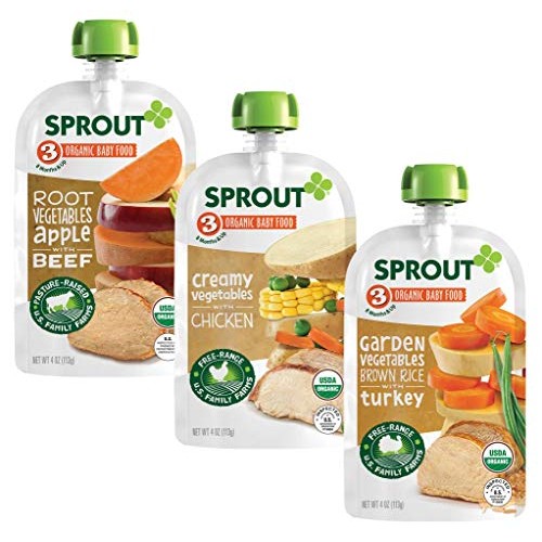 Sprout Organic Stage 3 Baby Food Pouches, Meat Variety, 4 Ounce