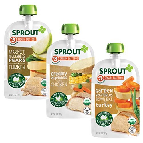 Sprout Organic Stage 3 Baby Food Pouches, Meat Variety, 4 Ounce