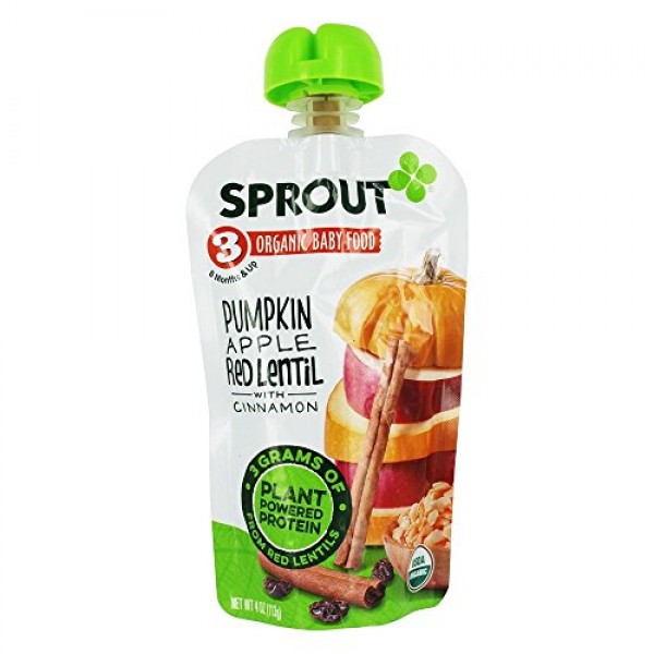 Sprout - Baby Food Stage 3, Pumpkin Apple Lentil Cinnamon - 4 oz...