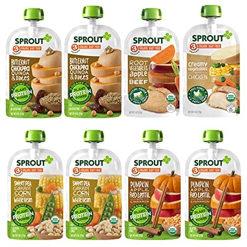 Sprout Organic Baby Food Stage 3 Protein Variety Sampler, 4 Oz P