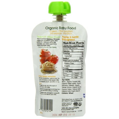 Sprout Intermediate Organic Baby Food, Pasta And Lentil Bolognes