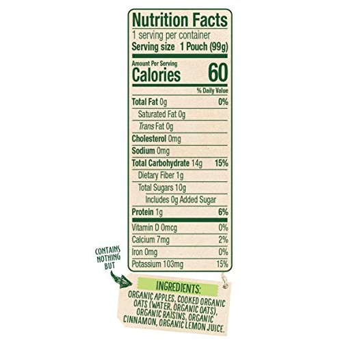 Sprout Organic Baby Food Pouches Stage 2, Apple Oatmeal Raisin W