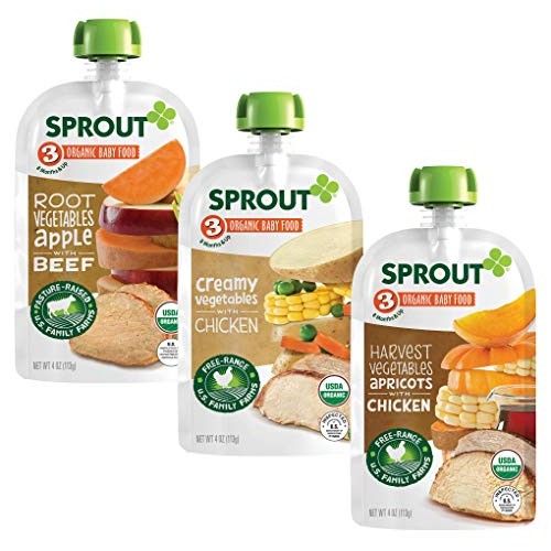 Sprout Organic Baby Food Pouches Stage 3 Meat Variety Pack, Pac