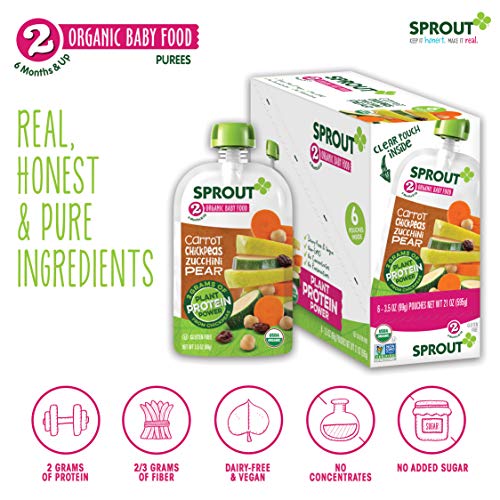 Sprout Organic Baby Food, Stage 2 Pouches, Carrot &Amp; Chickpea Pla
