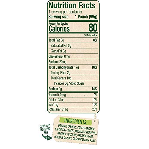 Sprout Organic Baby Food, Stage 2 Pouches, Carrot &Amp; Chickpea Pla