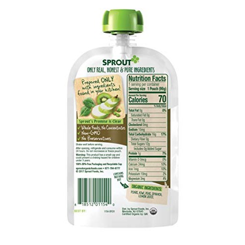 Sprout Organic Baby Food, Stage 2 Pouches, Fruit &Amp; Veggie Blend,