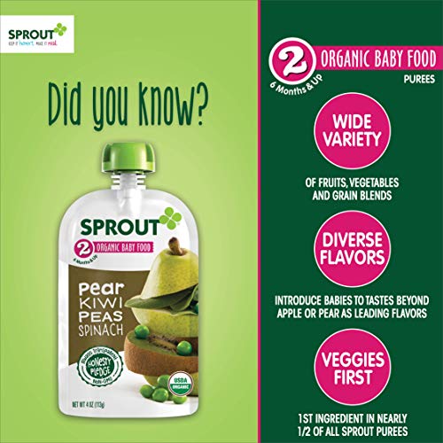 Sprout Organic Baby Food, Stage 2 Pouches, Fruit &Amp; Veggie Blend,