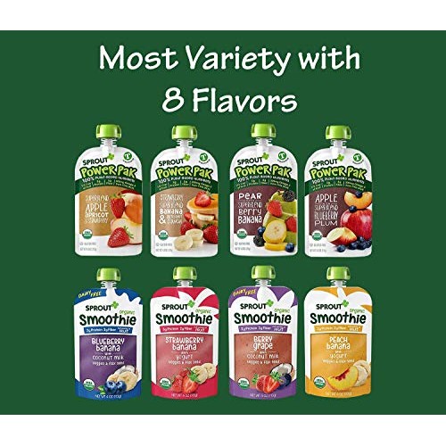 Sprout Organic Baby Food, Stage 4 Toddler Pouches, 8 Flavor Powe