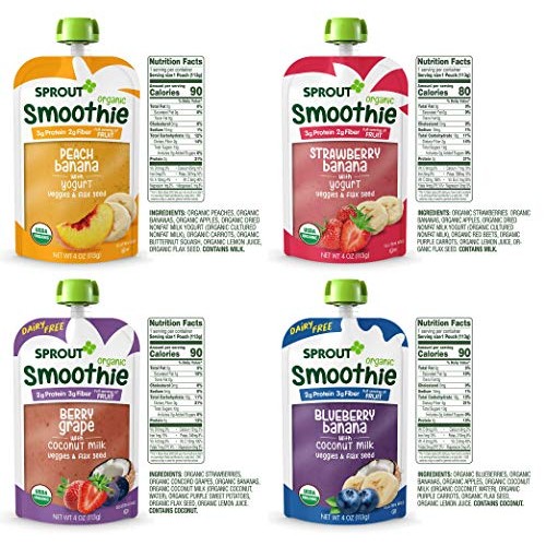 Sprout Organic Baby Food, Stage 4 Toddler Pouches, 8 Flavor Powe