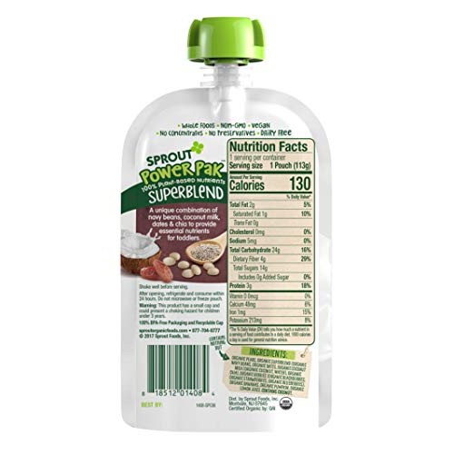 Sprout Organic Stage 4 Toddler Food Power Pak Pouches, Pear W/ S