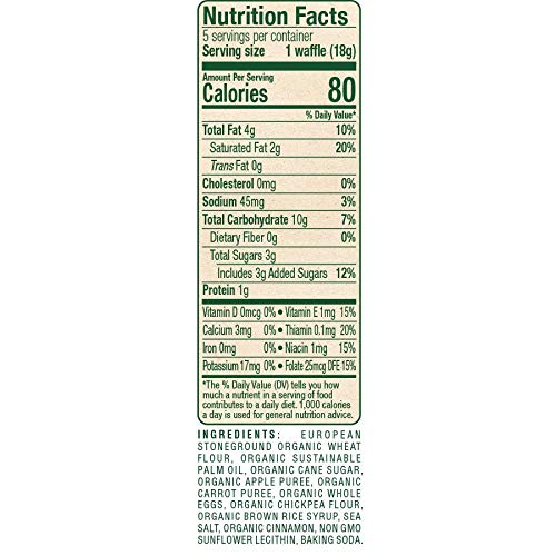 Sprout Organic Wafflez, Apple Carrot Cinnamon, Box Of 5 Toddler