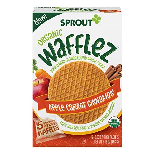 Sprout Organic Wafflez, Apple Carrot Cinnamon, Box Of 5 Toddler