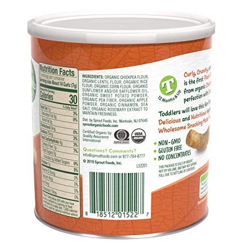 Sprout Organic Curlz Toddler Snacks, Sweet Potato &Amp; Cinnamon, 1.