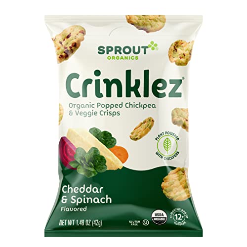 Sprout Organic Crinklez Toddler Snacks, Cheesy Spinach, 1.48 Oun