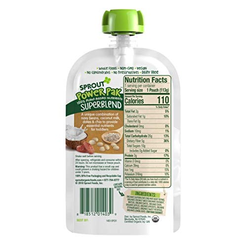 Sprout Organic Baby Food Toddler Power Pak Pouches Stage 4, Kiwi