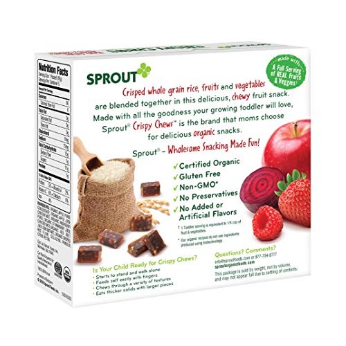 Sprout Organic Baby Food Toddler Snacks Crispy Chews, Red Fruit