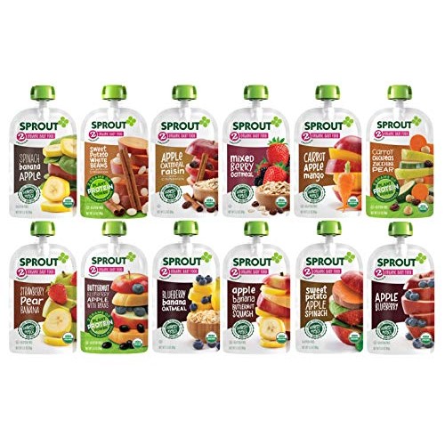 Sprout Organic Stage 2 Baby Food Pouches, 12 Flavor Variety Samp