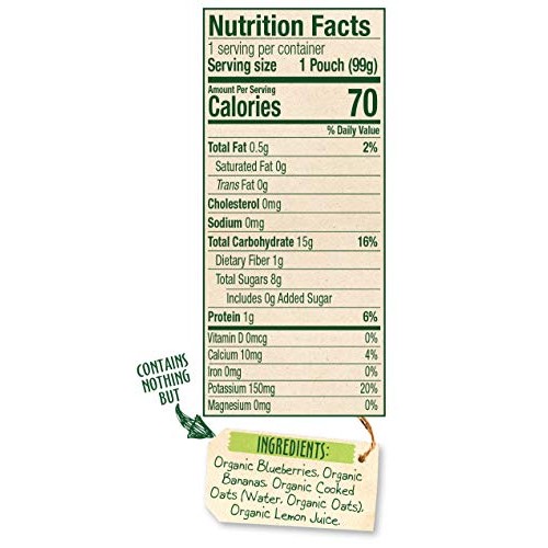 Sprout Organic Stage 2 Baby Food Pouches, Blueberry Banana Oatme