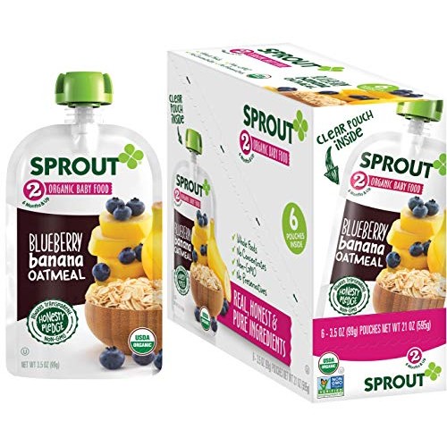 Sprout Organic Stage 2 Baby Food Pouches, Blueberry Banana Oatme