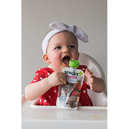Sprout Organic Stage 2 Baby Food Pouches, Mixed Berry Oatmeal, 3