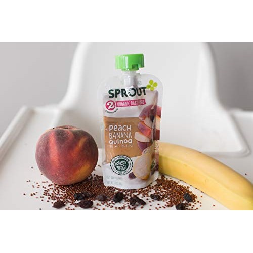 Sprout Organic Stage 2 Baby Food Pouches, Peach Banana Quinoa Ra