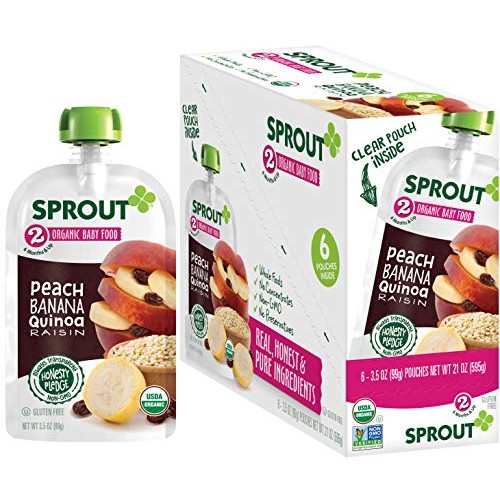 Sprout Organic Stage 2 Baby Food Pouches, Peach Banana Quinoa Ra