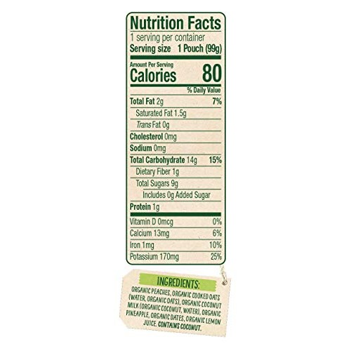 Sprout Organic Stage 2 Baby Food Pouches, Peach Oatmeal W/ Cocon