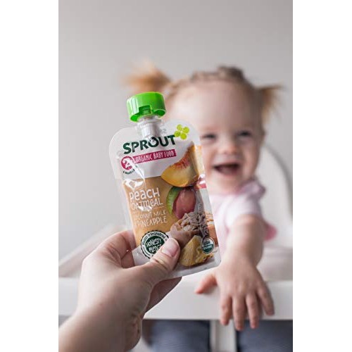 Sprout Organic Stage 2 Baby Food Pouches, Peach Oatmeal W/ Cocon