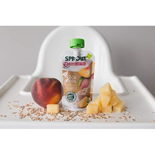 Sprout Organic Stage 2 Baby Food Pouches, Peach Oatmeal W/ Cocon