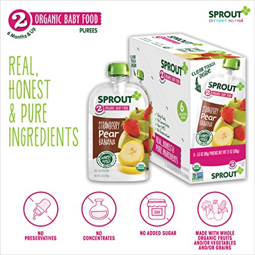 Sprout Organic Stage 2 Baby Food Pouches, Strawberry Pear Banana