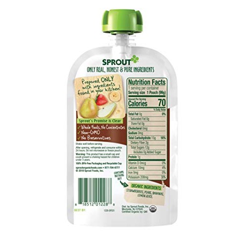 Sprout Organic Stage 2 Baby Food Pouches, Strawberry Pear Banana