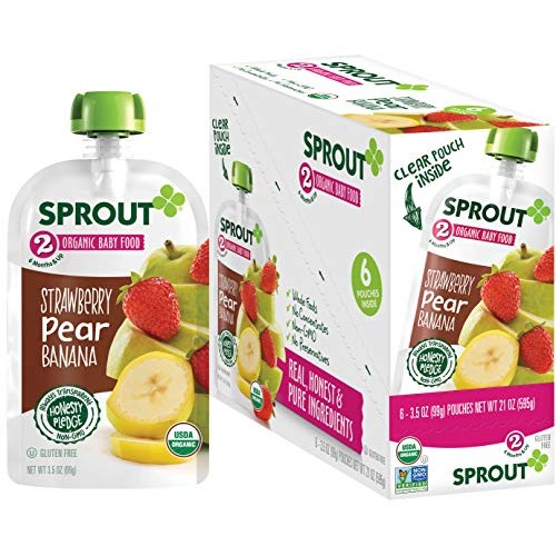 Sprout Organic Stage 2 Baby Food Pouches, Strawberry Pear Banana