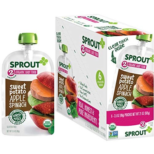 Sprout Organic Stage 2 Baby Food Pouches, Sweet Potato Apple Spi